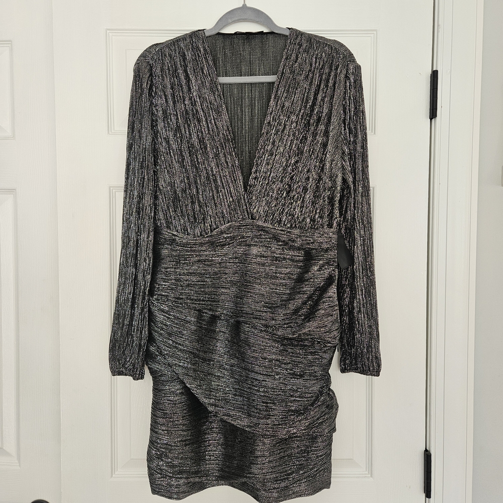 Maje Shimmering Black Long Sleeve Dress